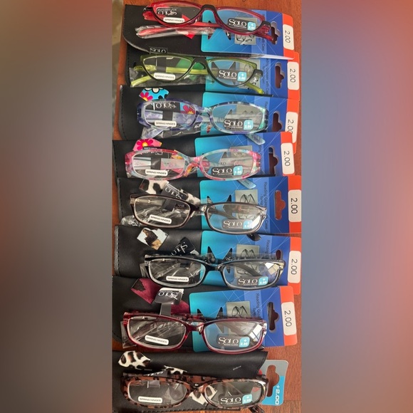 NEW Bundle lot of 8 Fashion Reading Glasses 2.00 case cat eye assorted designs - Picture 1 of 4